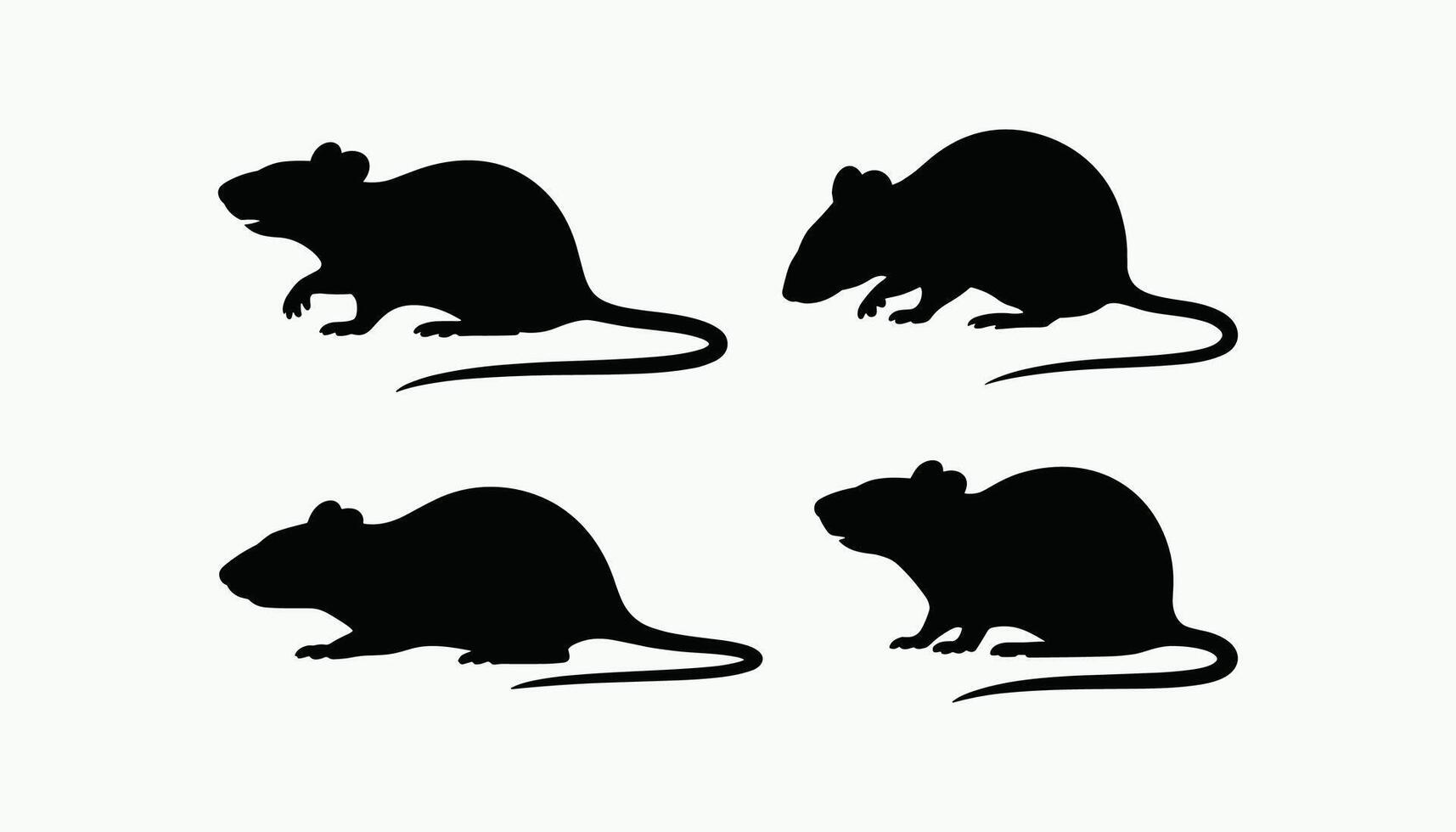 A set of Rat silhouettes black color in different sitting and standing style illustration isolated on white background vector