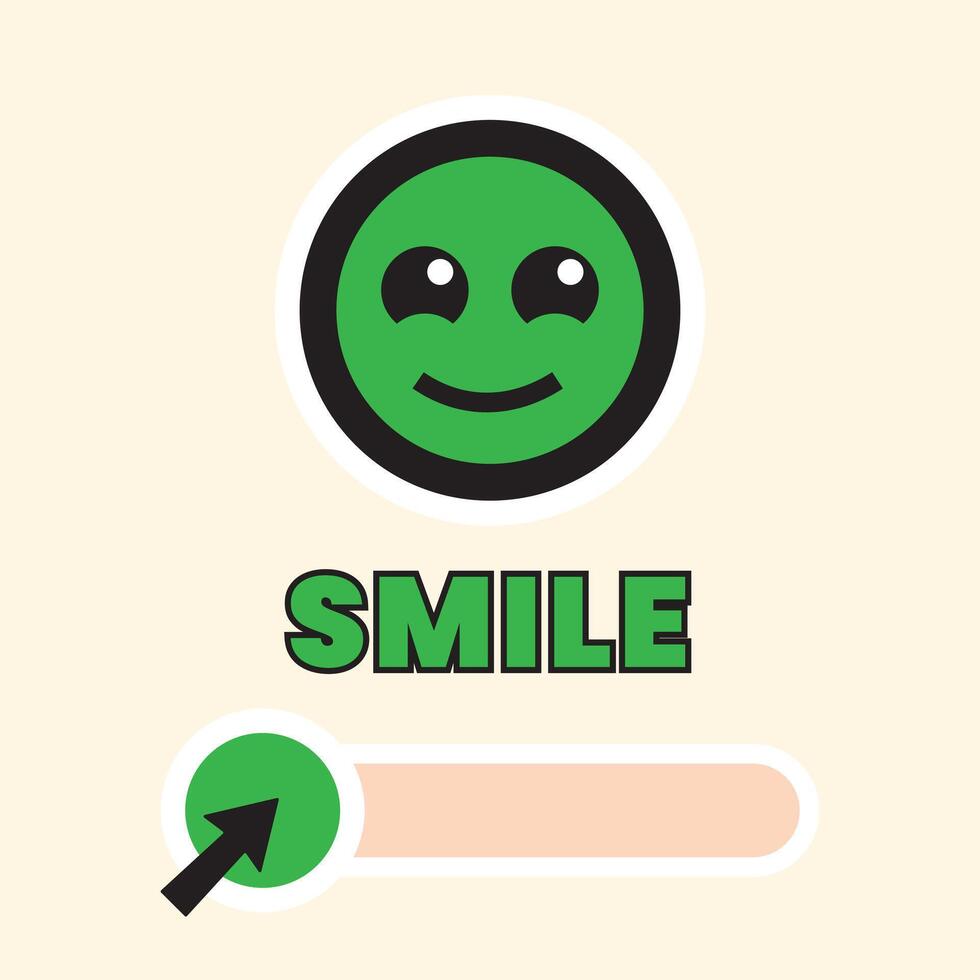 Mood Face Cartoon Smile Angry with Green color, and arrows as pointers. Suitable for game kids vector