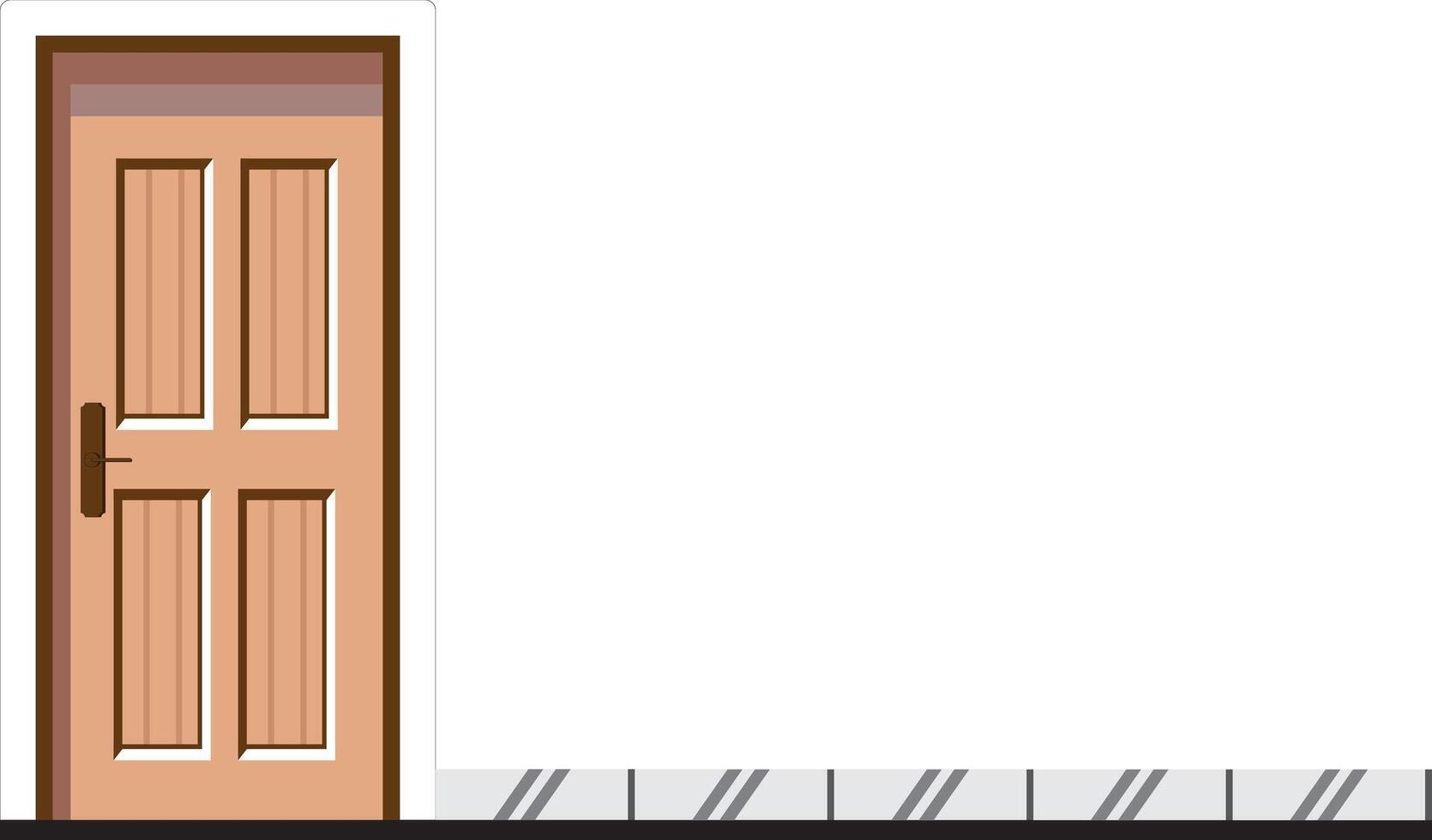 Old Vintage Closed Door with a White Wall Beside Space Area vector