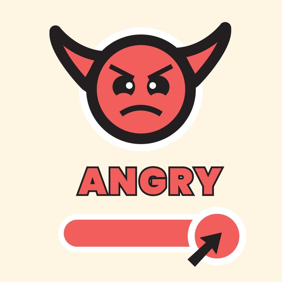 Mood Face Cartoon Angry with red color, and arrows as pointers. Suitable for game kids vector