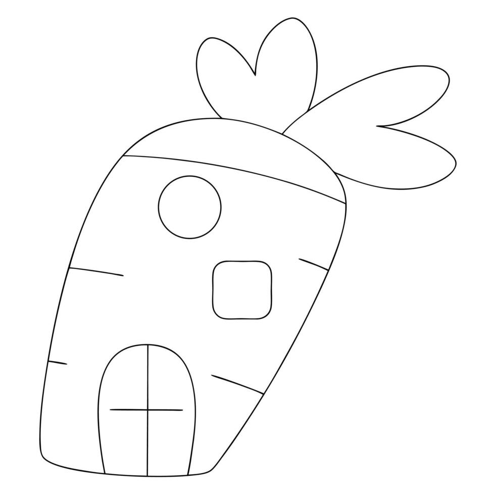 A cartoon carrot with a house on it vector
