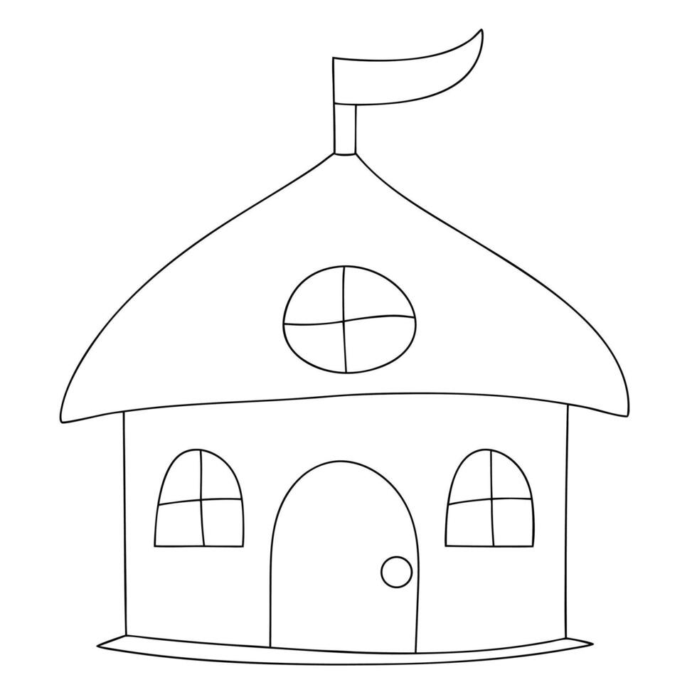 A house with a flag on top and a flag on the roof vector