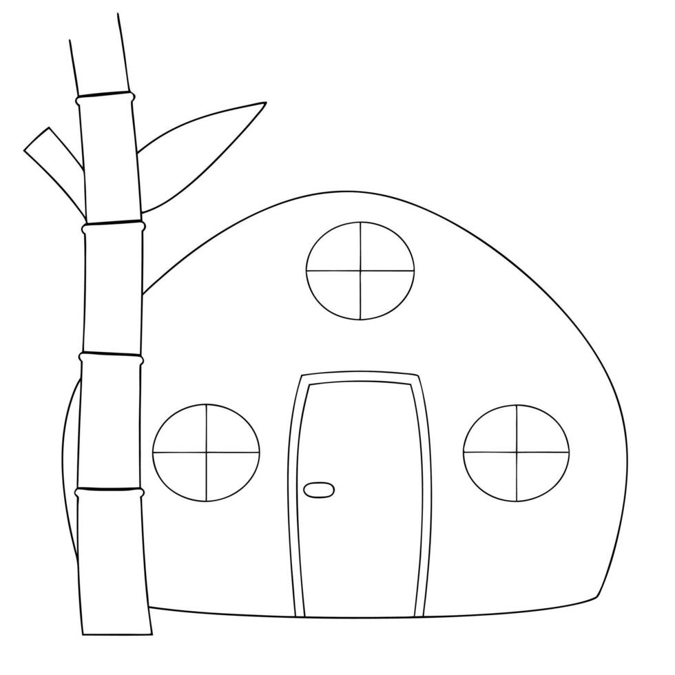 A drawing of a house with a tree in the background vector