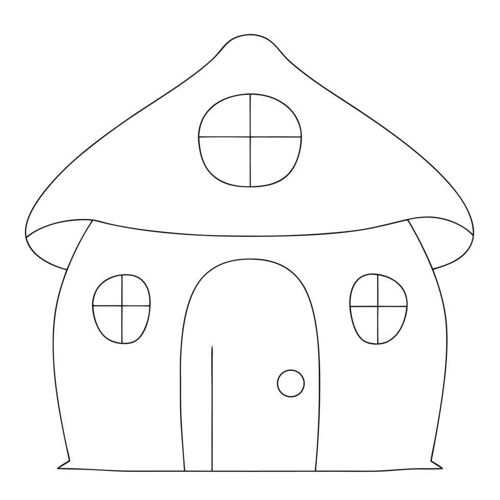 A house with a door and windows in the outline vector