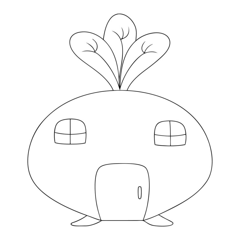 A cartoon house with a green leaf on top vector
