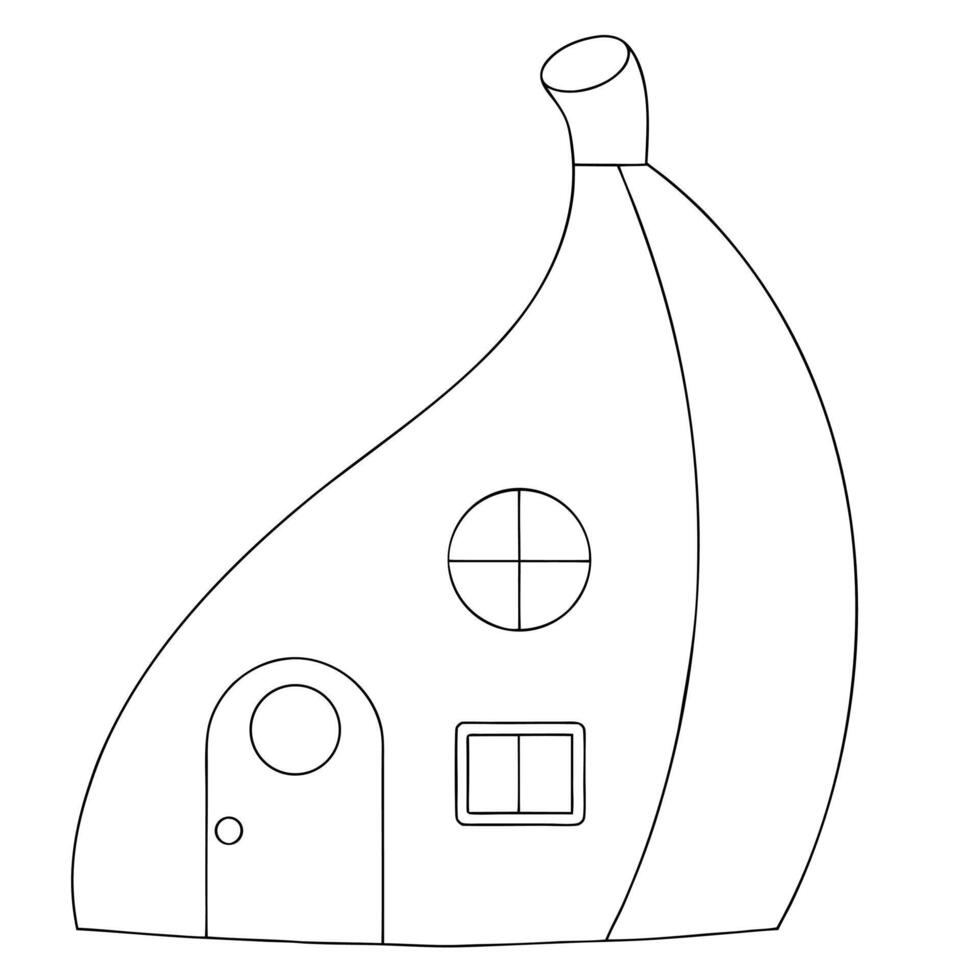 A drawing of a house with a banana on top vector