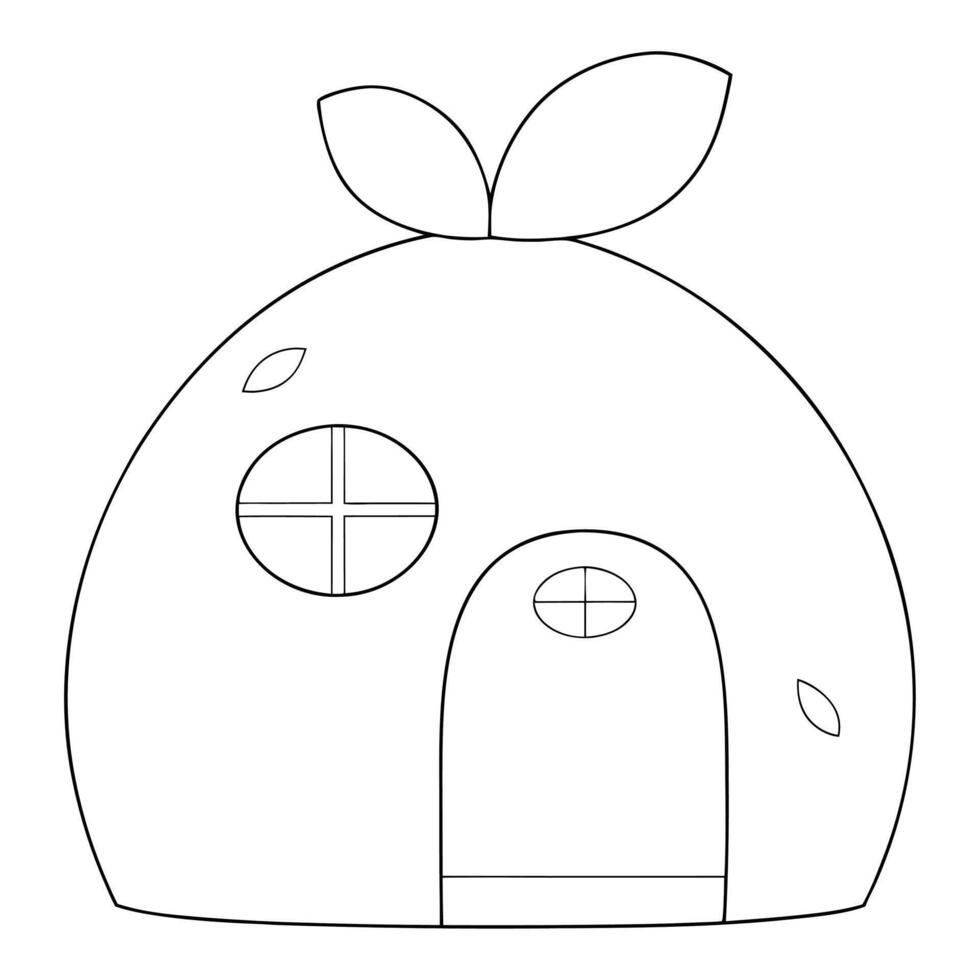 An apple house coloring page vector