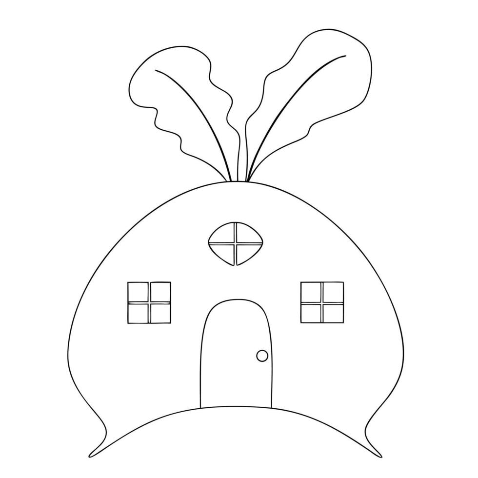 A house with a carrot on top coloring page vector