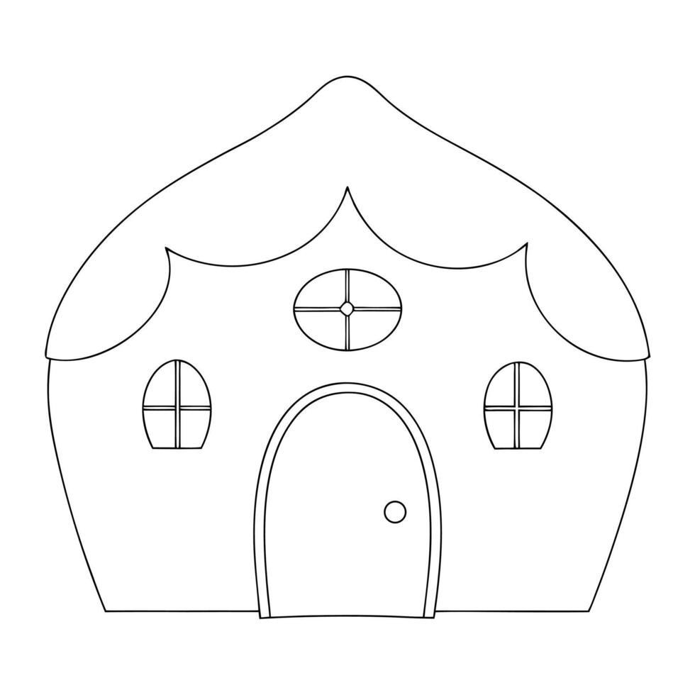 A house with a door and windows in a line drawing vector