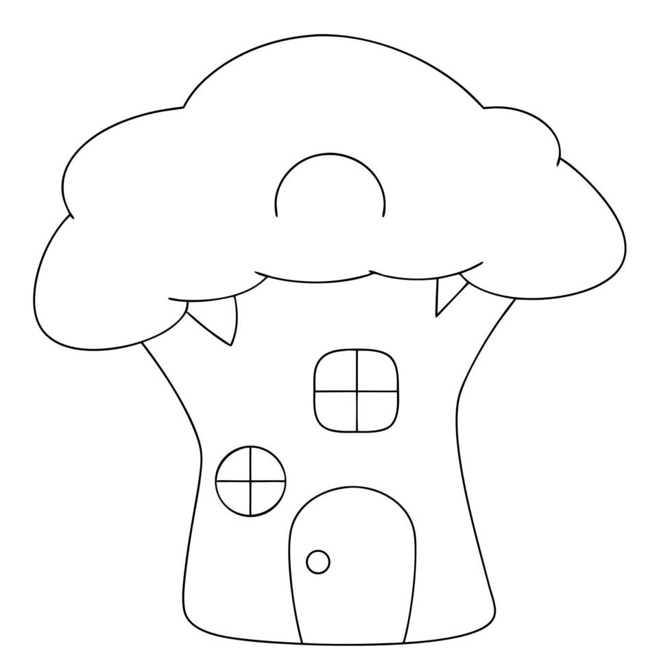 A tree house coloring page vector