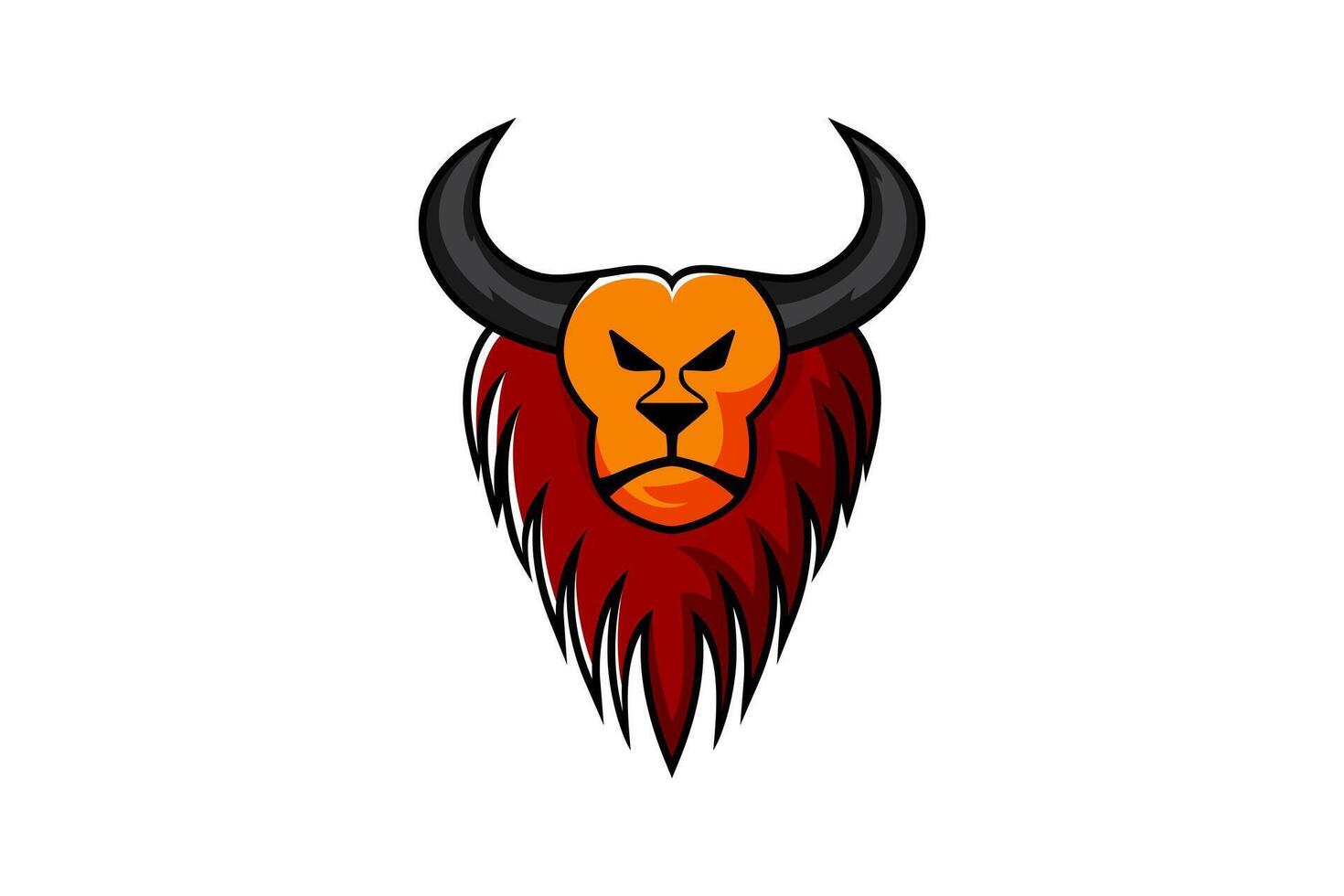 The heads of animals mix of bull lion logo template design. isolated on white background. vector