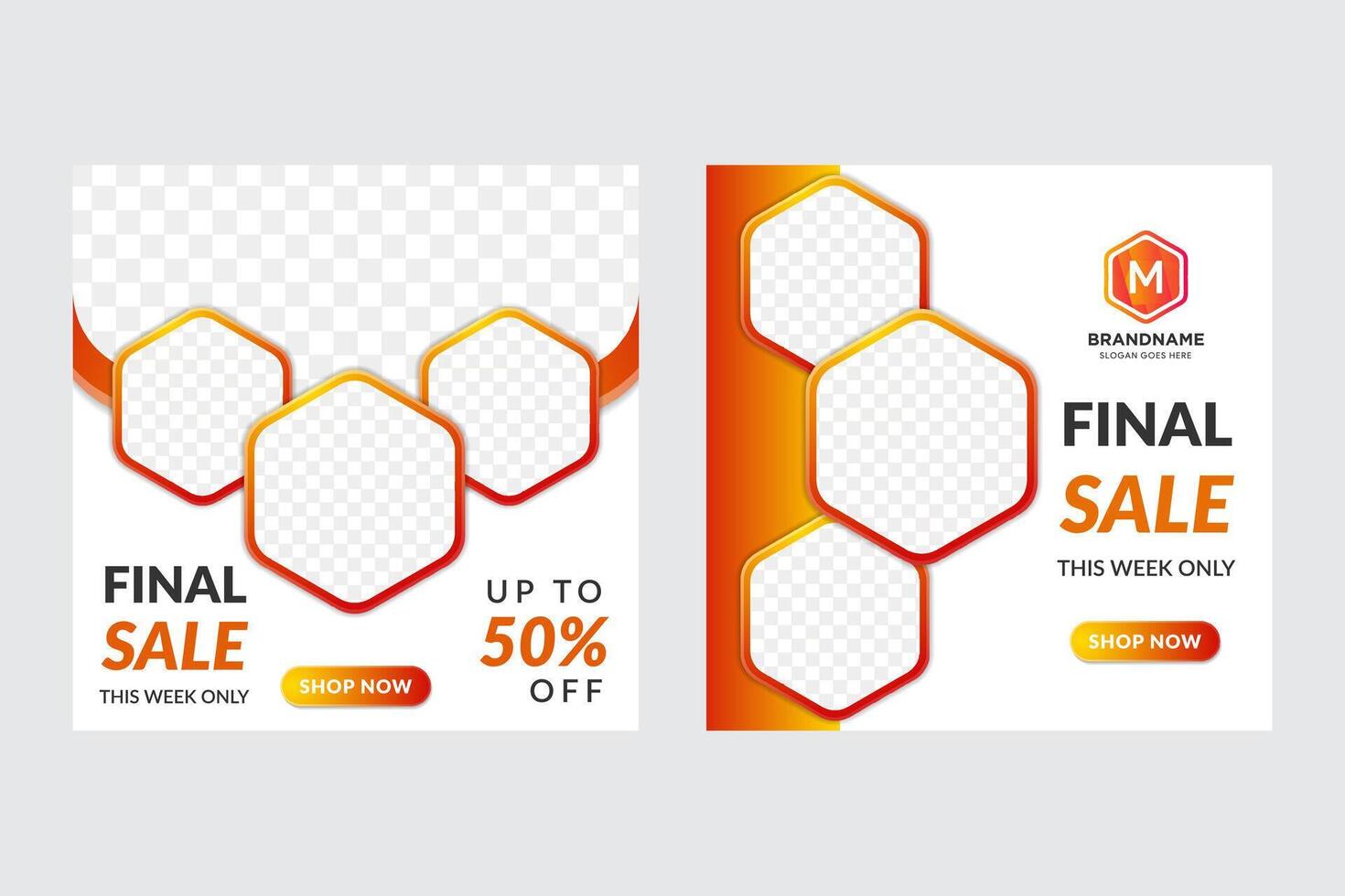 Super sale hexagon social media post design template vector