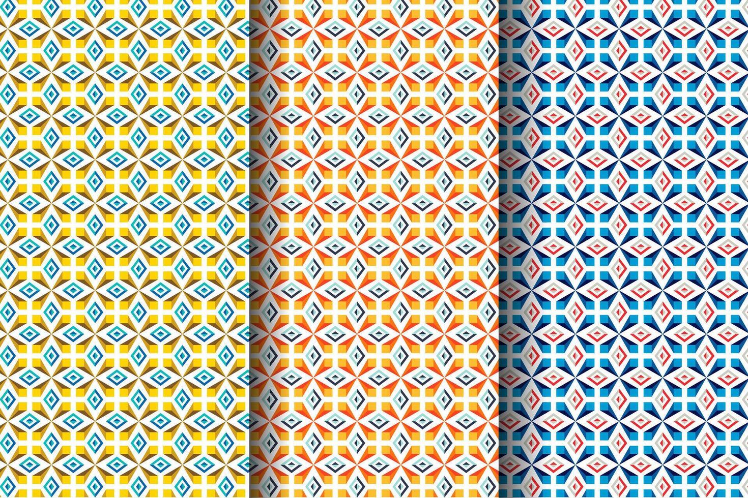 collection of Colorful red orange blue aztec striped ornaments geometric ethnic seamless pattern background vector