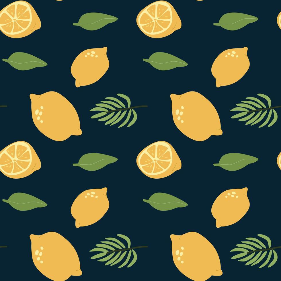 Lemon and leaf pattern for summer vacation design vector