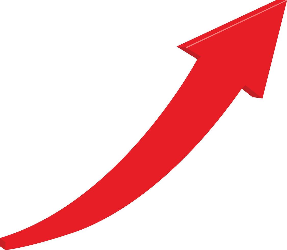 Growing business red arrow isolated on transparent background, profit or growing business concept. Economic arrow with growing trend. vector