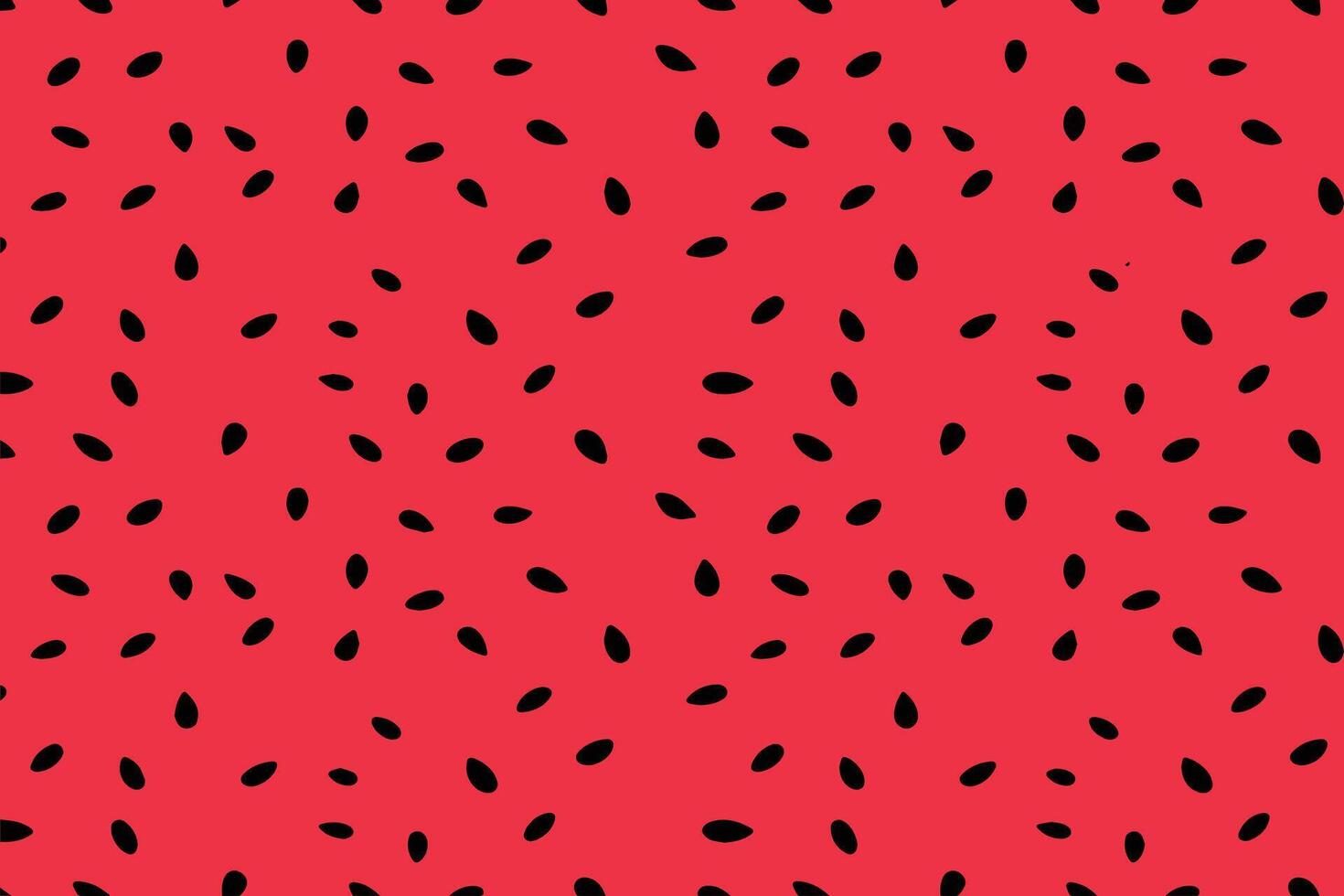 Black watermelon seed pattern on a red background, minimalist design vector