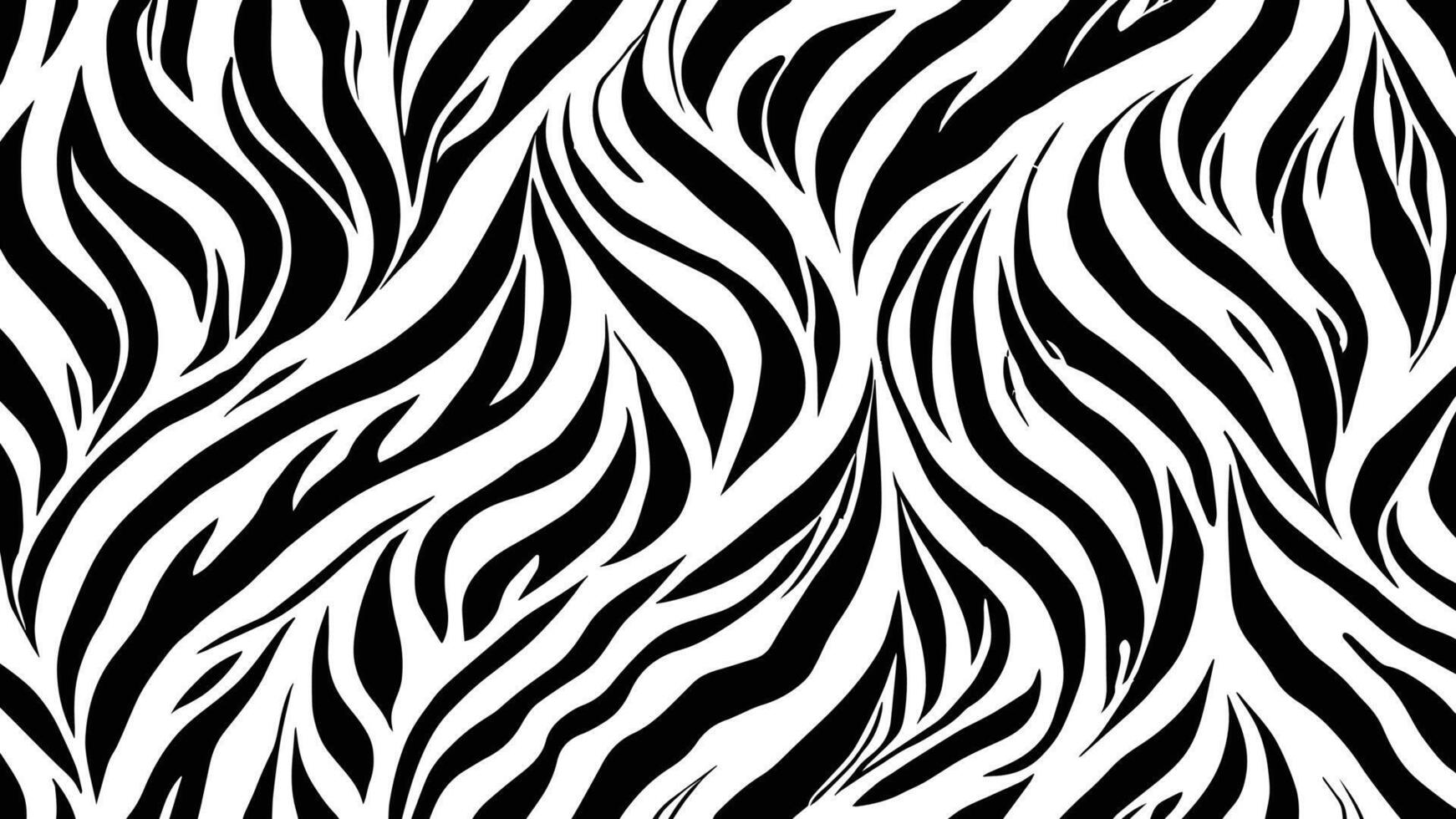 Black and white tiger stripes pattern or skin texture vector