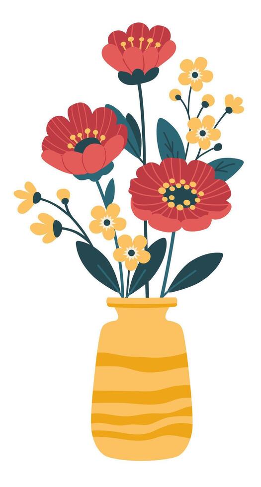 Spring Flowers in a Ceramic Vase vector