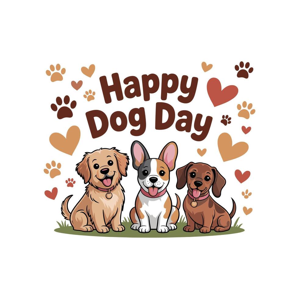 Dog day banner template with cartoon puppy. illustration isolated on white background. vector