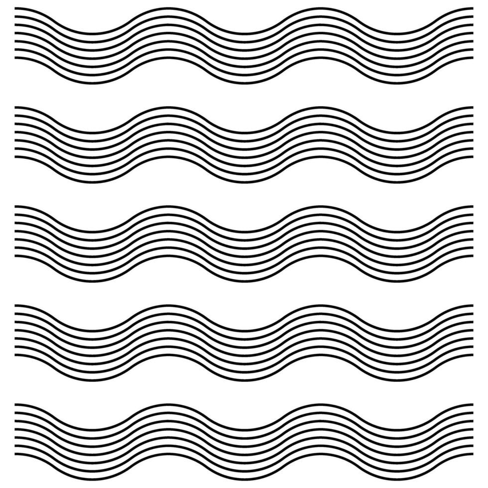 Set of wavy, waving, billowy lines. illustration pattern. vector