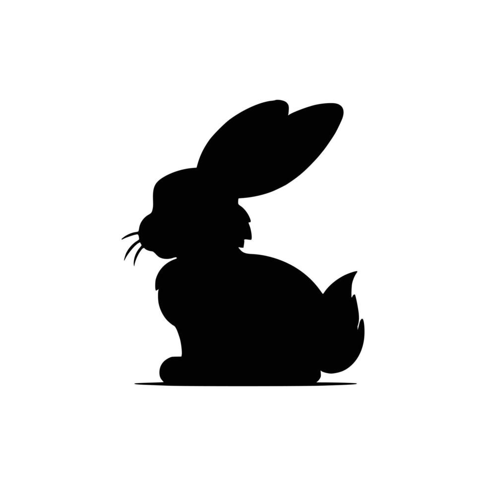 A black and white silhouette of a rabbit vector