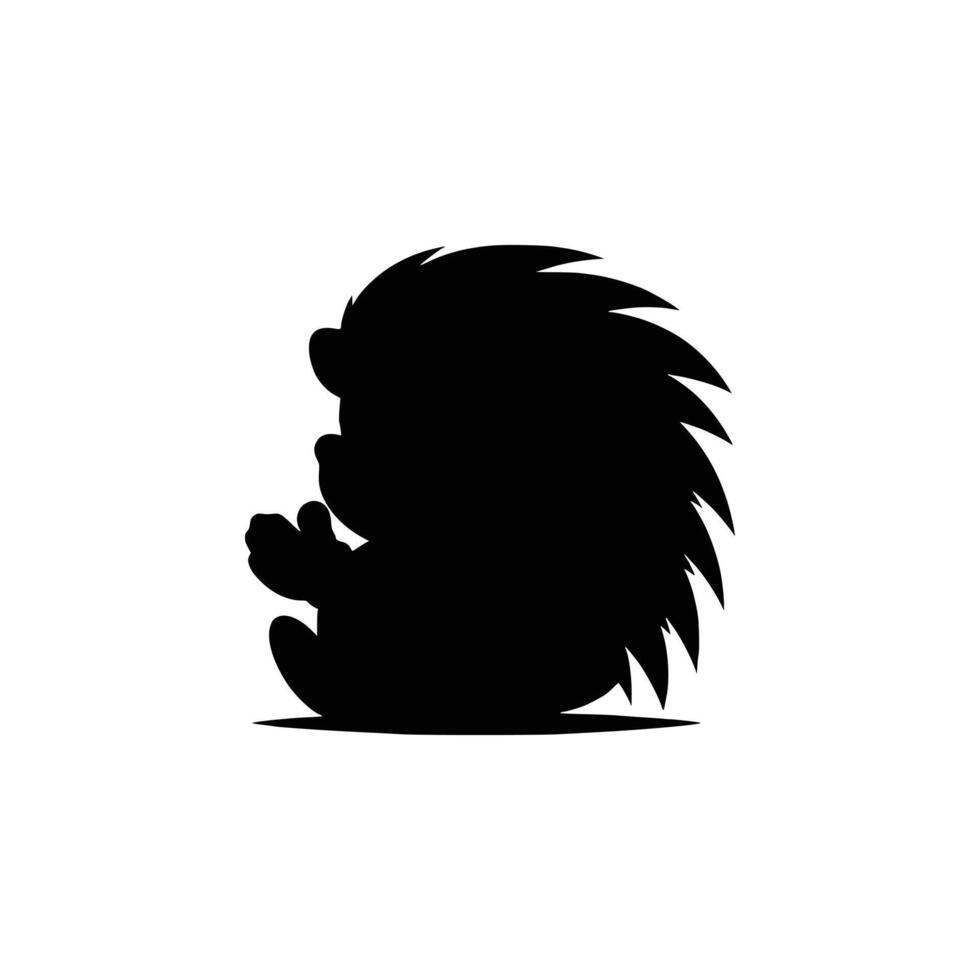 A black and white silhouette of a hedgehog vector