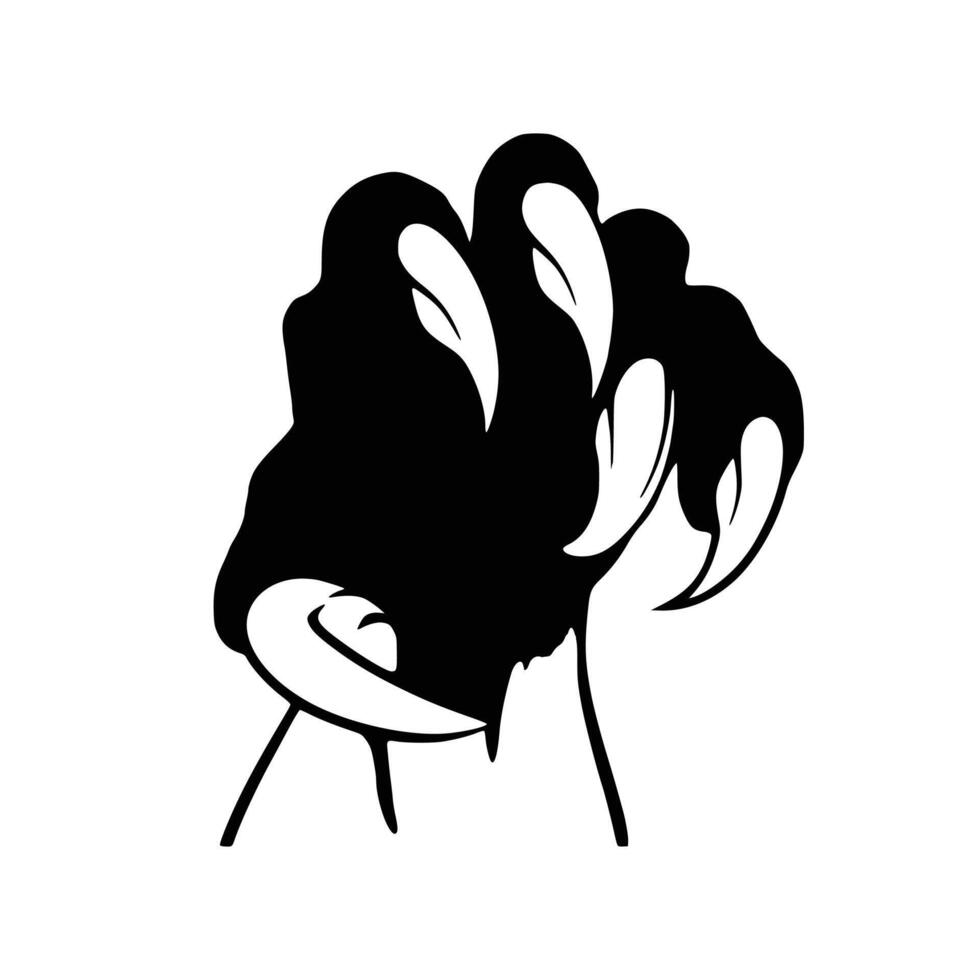 A black and white illustration of a claw hand vector