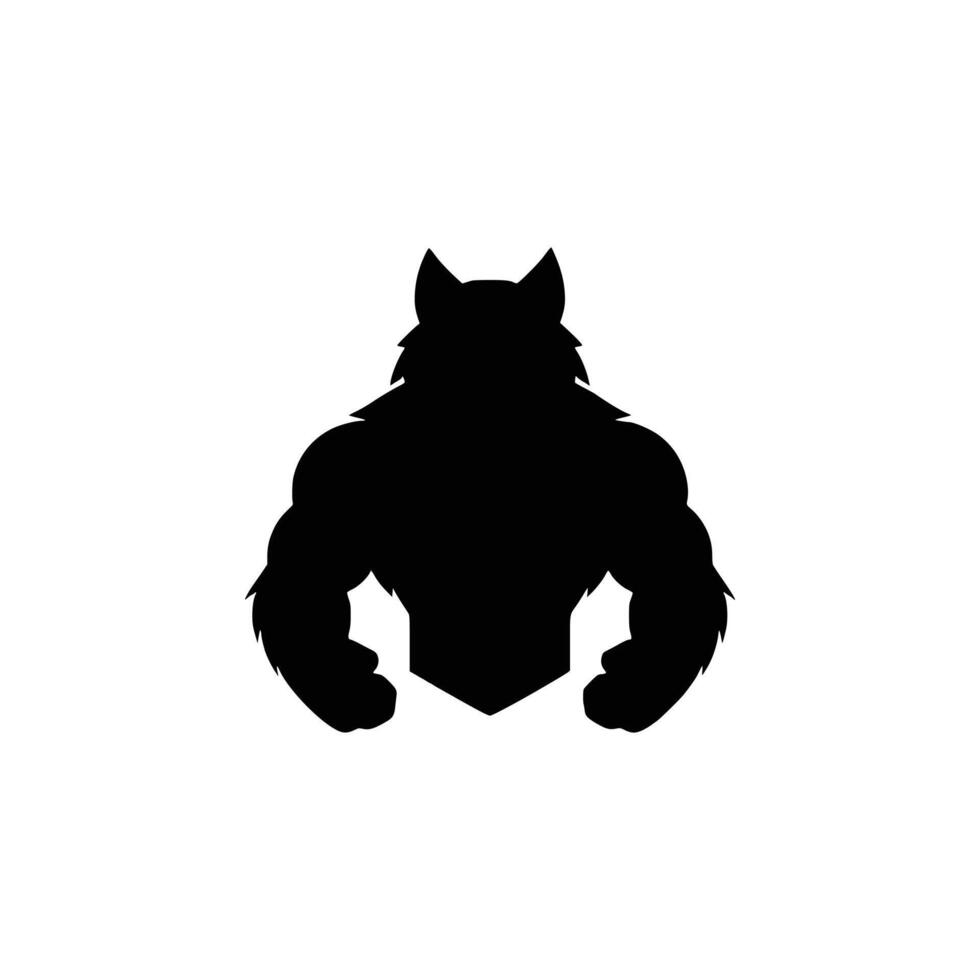 A silhouette of a wolf with its arms crossed vector