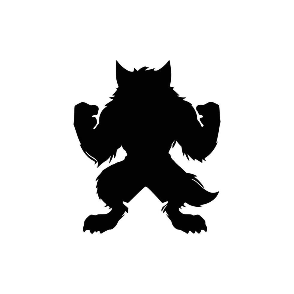 A silhouette of a werewolf with its arms outstretched vector