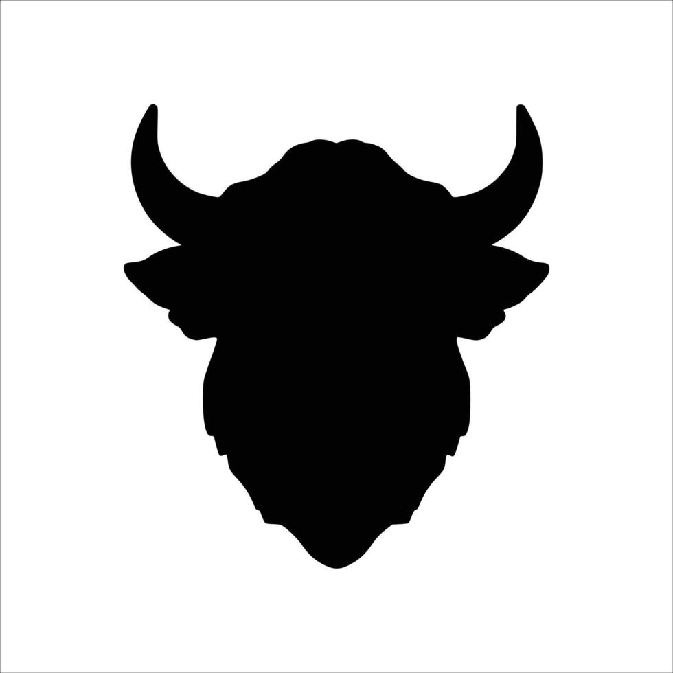 A black silhouette of a buffalo head on a white background vector