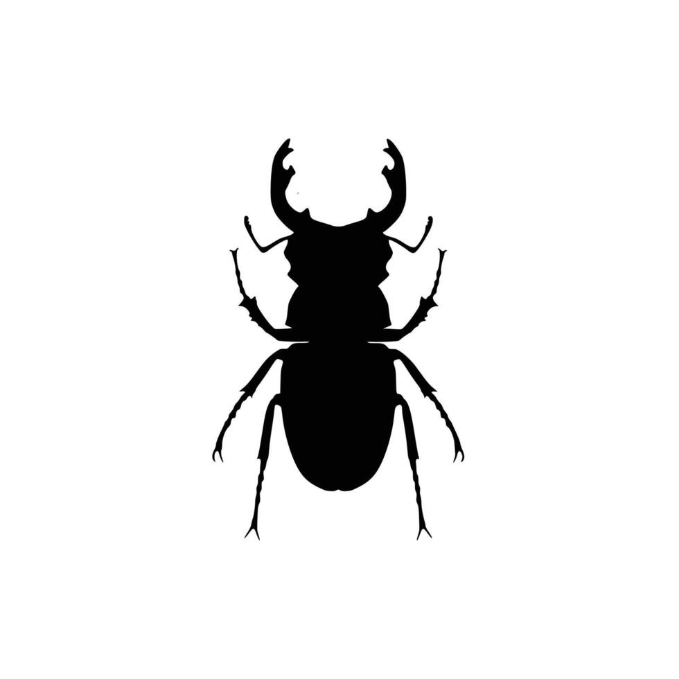 A black and white silhouette of a beetle vector