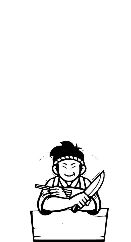 A cartoon drawing of a man holding a knife vector