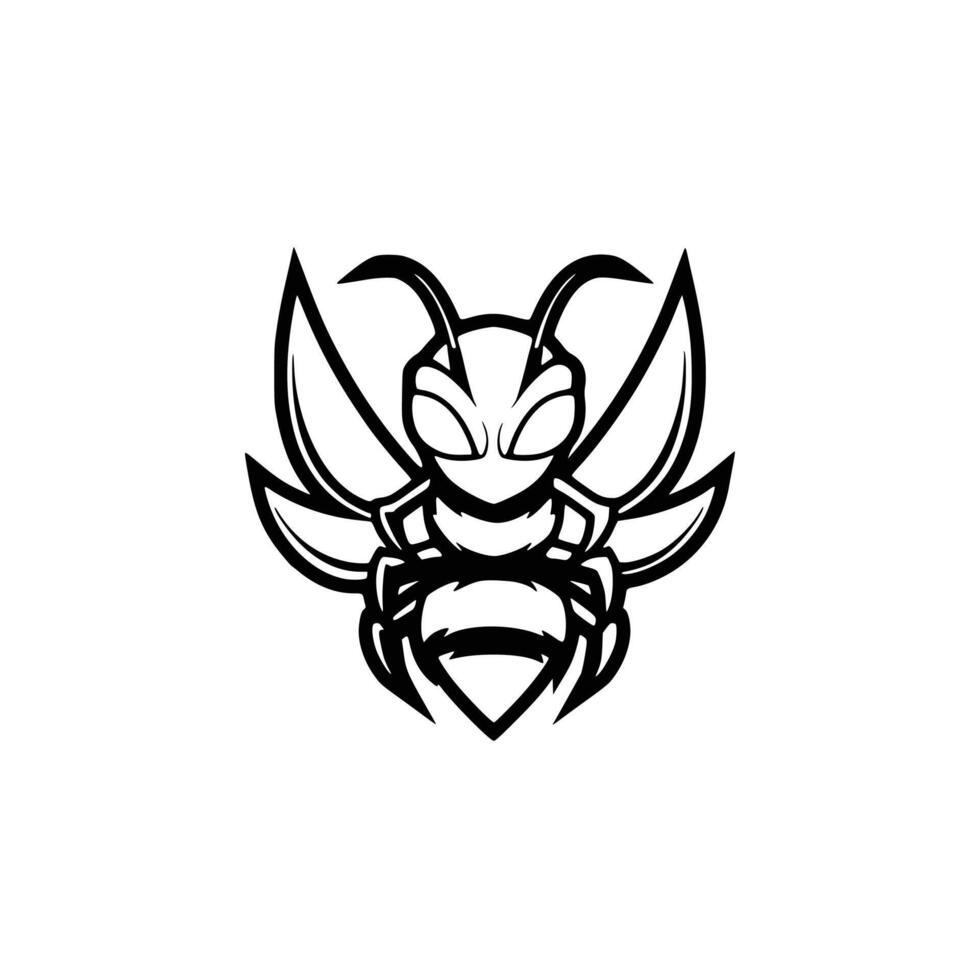 A black and white logo of a bee vector