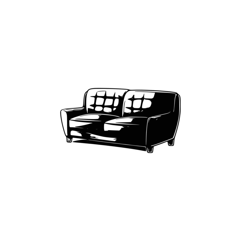 A black and white illustration of a couch vector