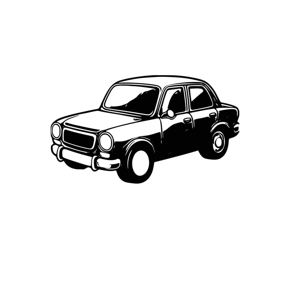 A black and white drawing of a car vector