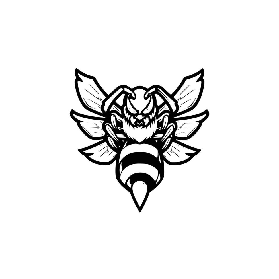 A black and white logo for a bee vector