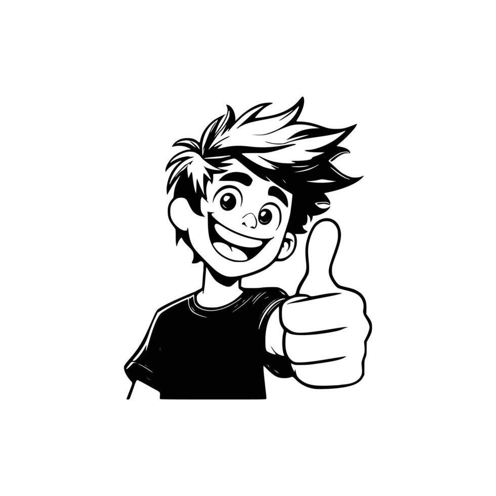 A cartoon boy giving the thumbs up sign vector