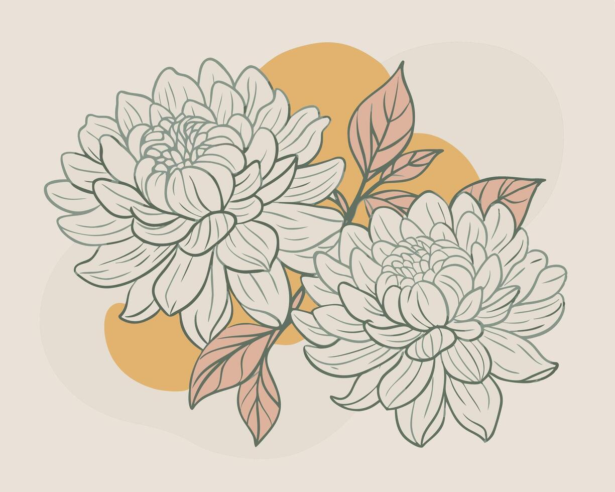Elegant Line Art Dahlias vector
