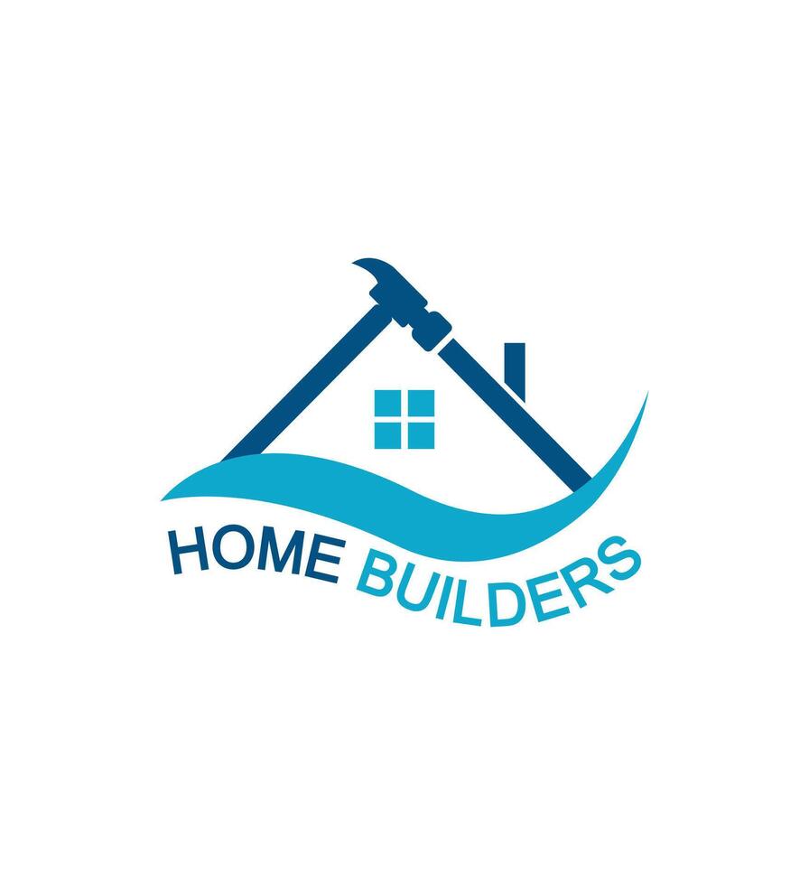 home builder logo design blue. vector