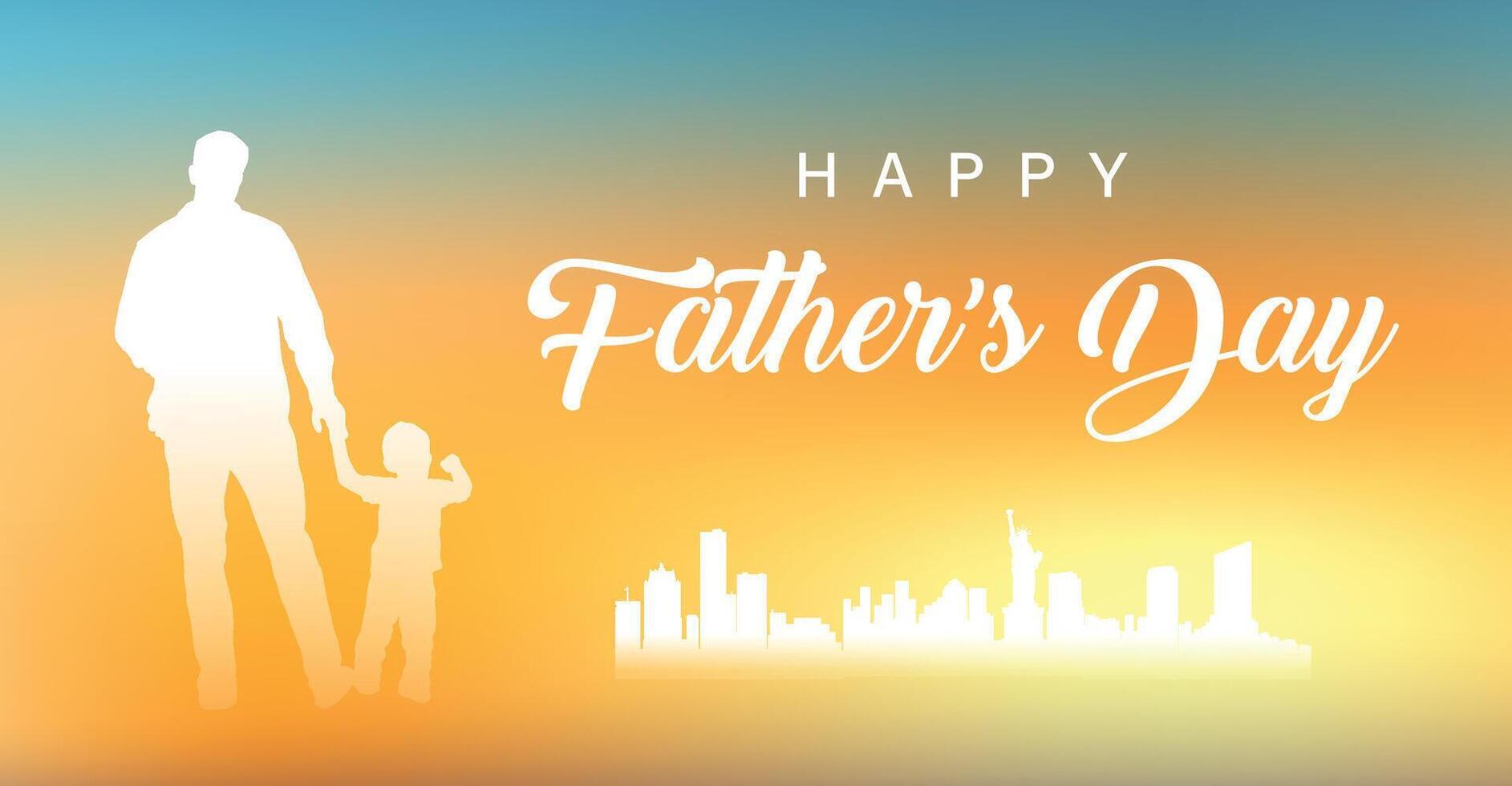 father's day with silhouette of dad and son on the memory of childhood with memory banner template background vector