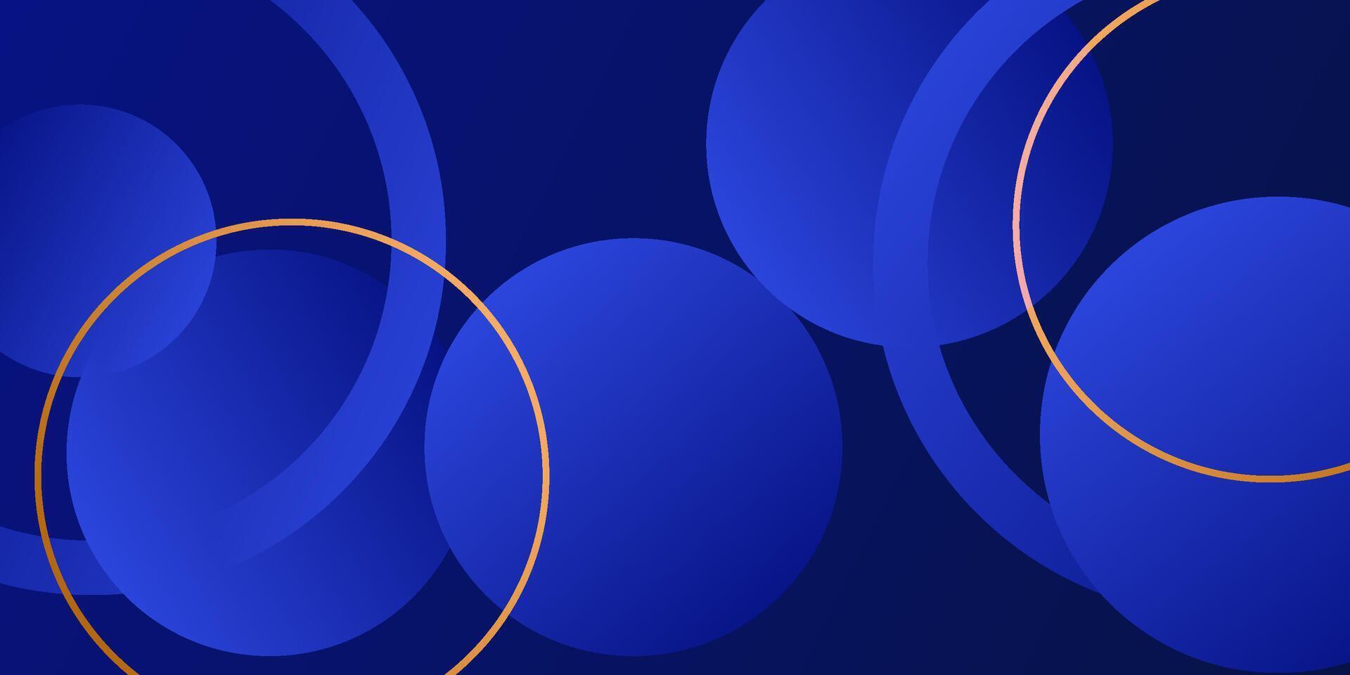 Abstract blue circle background. Trendy circle pattern geometric design and simple gold lines. Eps10 vector