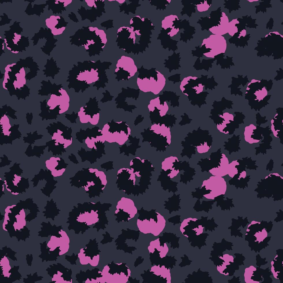 Trendy seamless pattern with a elegant leopard print. Deep black spots with pink centers on a dark background create a playful and eye catching animal inspired design vector