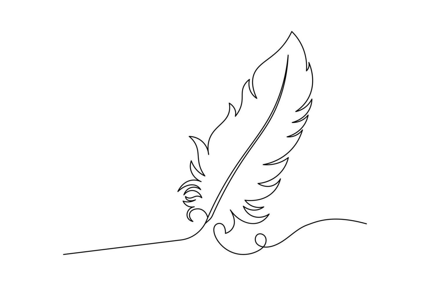 Minimalist Feather Quill Elegant One Line Art Drawing for Writing and Calligraphy Designs vector
