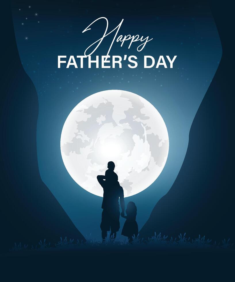 Happy father's day with silhouette of dad and son on blue banner template background vector