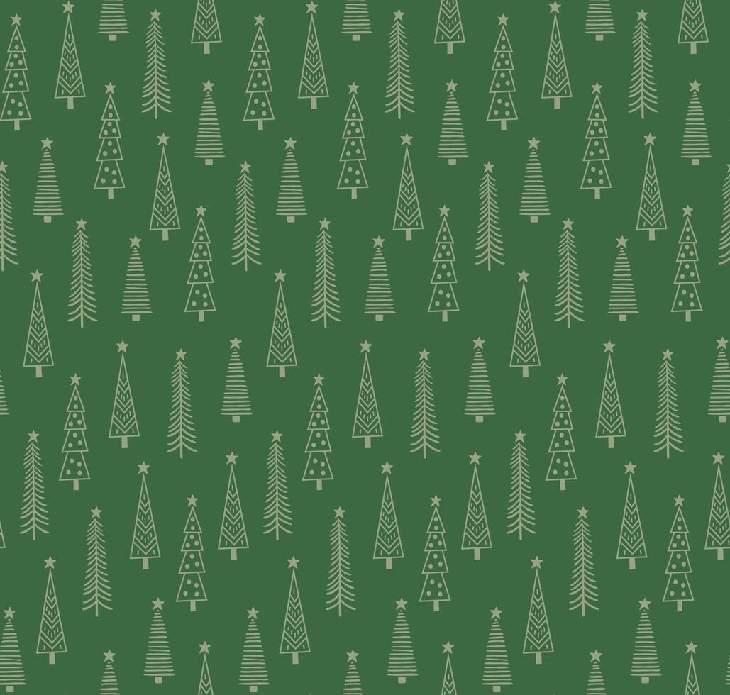 Seamless Christmas Tree Pattern For Gift Wrap Paper And Fabric Print vector