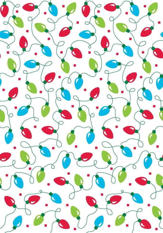 Seamless Christmas Light Bulbs For Gift Wrap Paper And Fabric Print vector
