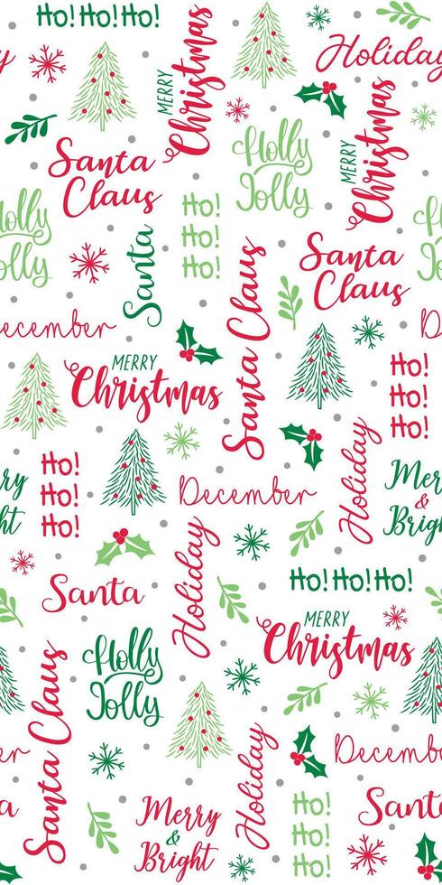Seamless Christmas Patterns And Icons For Gift Wrap Paper And Fabric Print vector