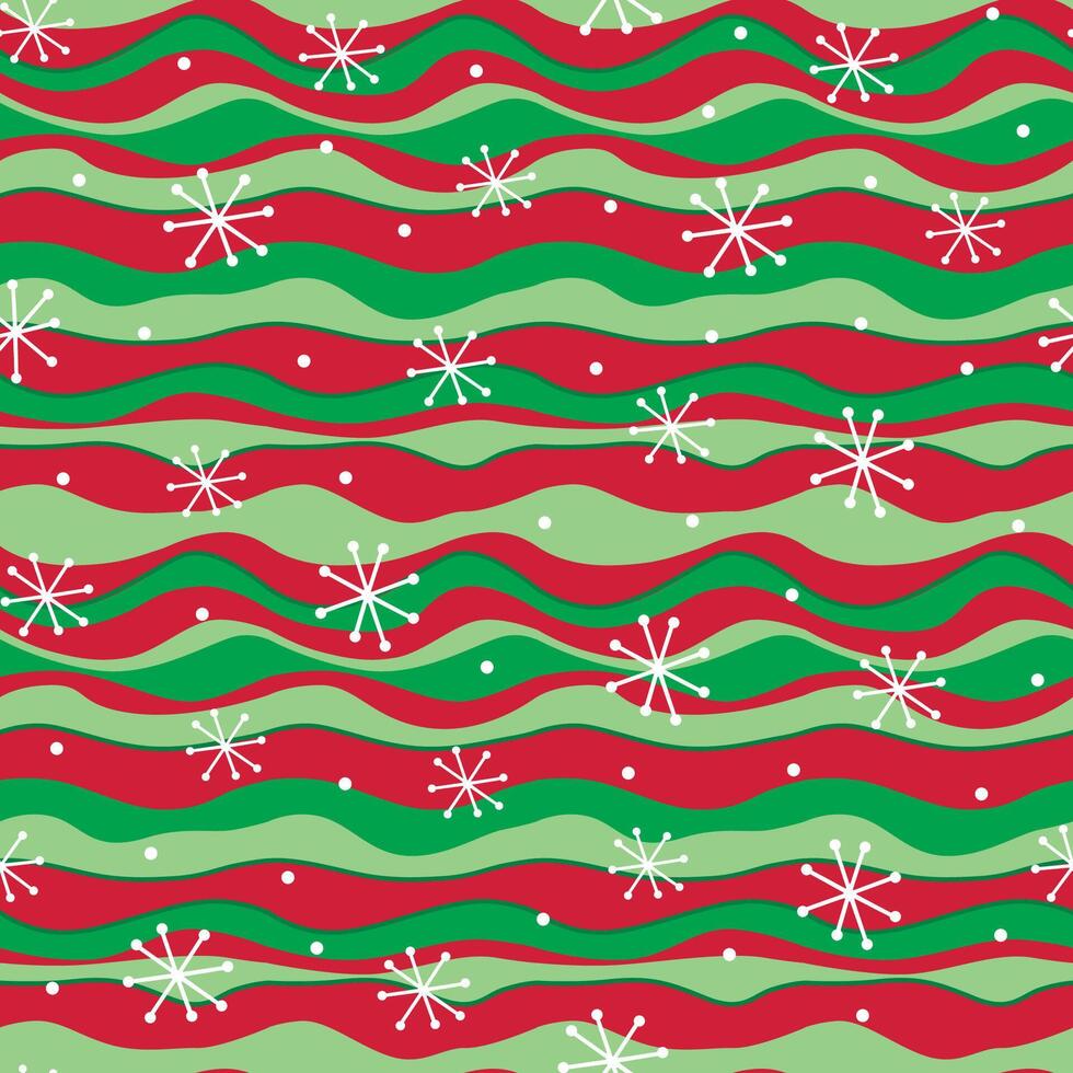 Seamless Christmas Wave Pattern With Snowflakes For Gift Wrap And Fabric Print vector