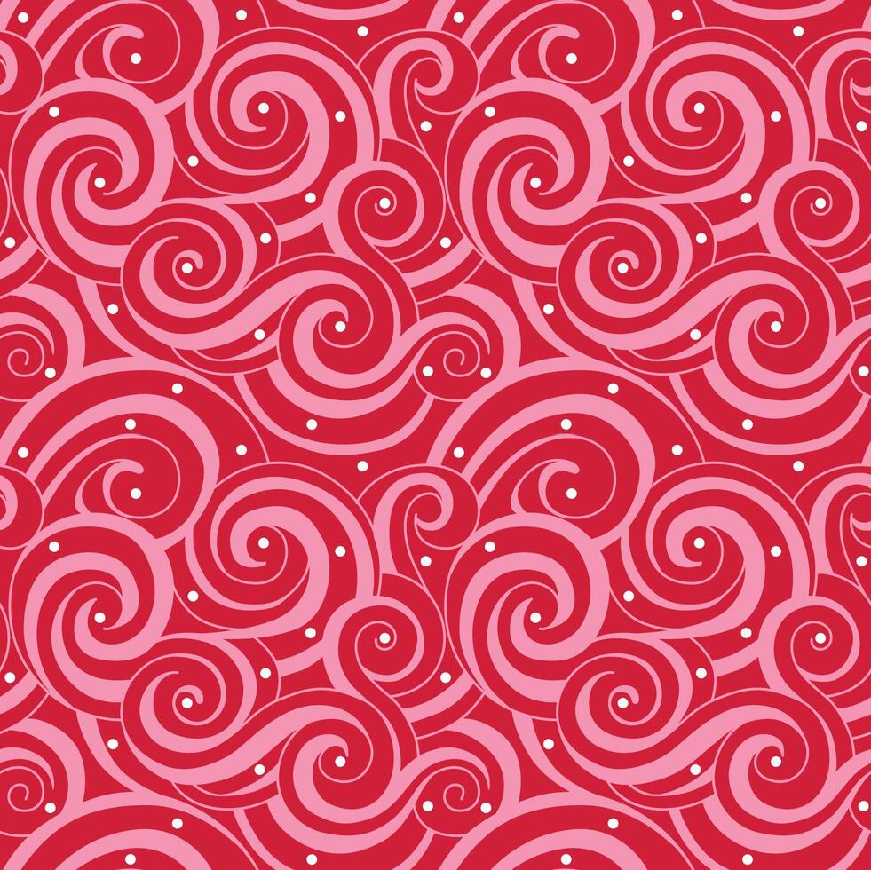 Seamless Pink And Red Swirl Pattern For Paper Gift Wrap And Fabric Print vector