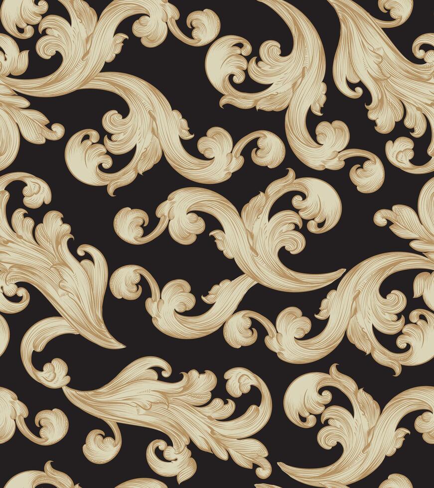 Seamless Vintage Swirl Damask Pattern For Fabric Print vector